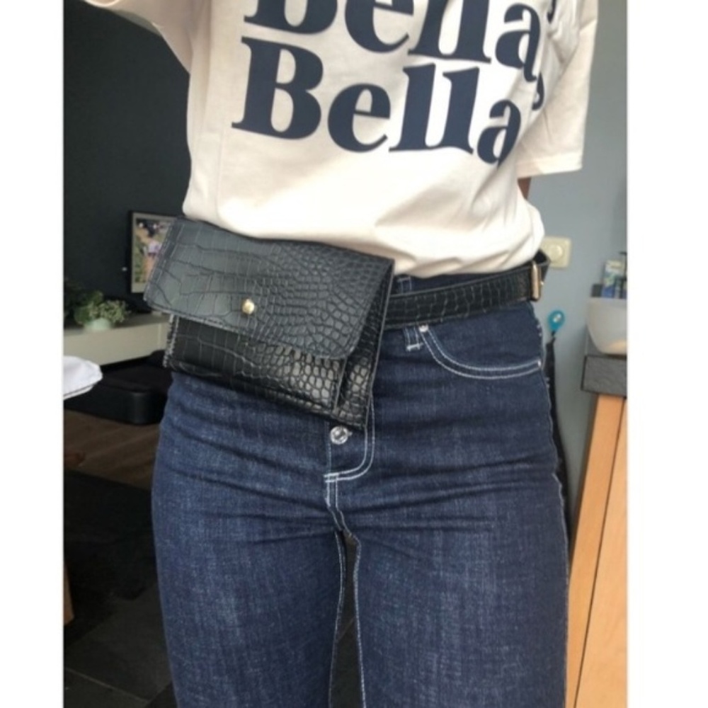 Waist Bag Black Fanny Pack Alligator Pattern Bag